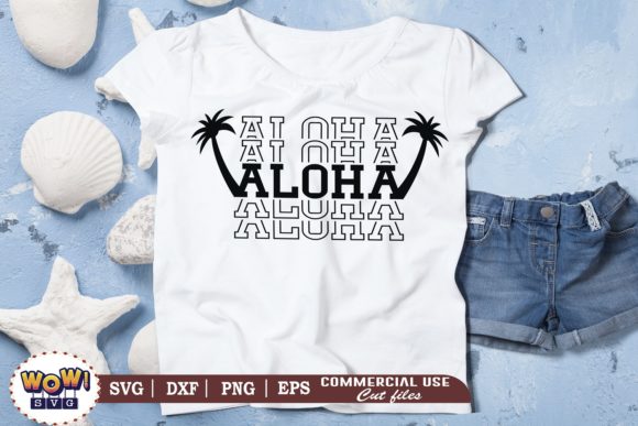 Aloha Stacked Text Graphics for Handmade Illustrations