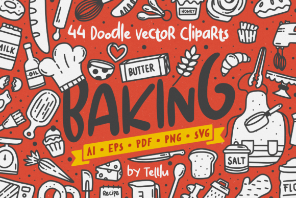Baking Doodle Vector Clipart Graphics and Illustrations Review