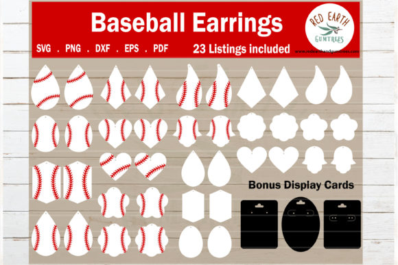 Baseball Faux Earrings Template for Graphics and Crafts