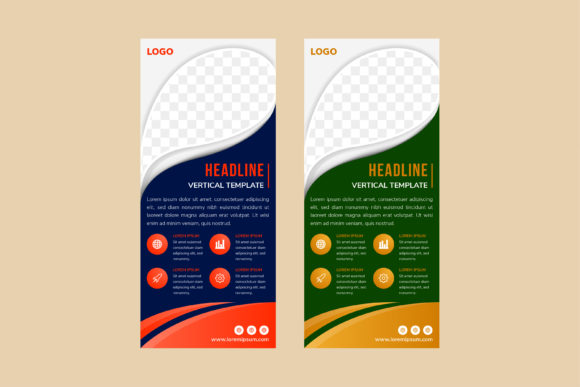 Blue Green Background Vertical Banner for Graphics and Graphic Templates