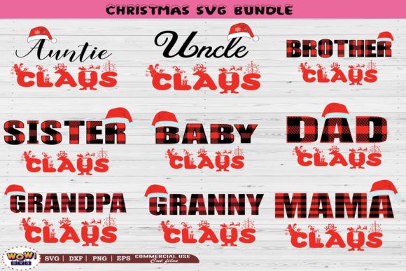 Christmas Plaid Claus Family Graphics for Seasonal Illustrations