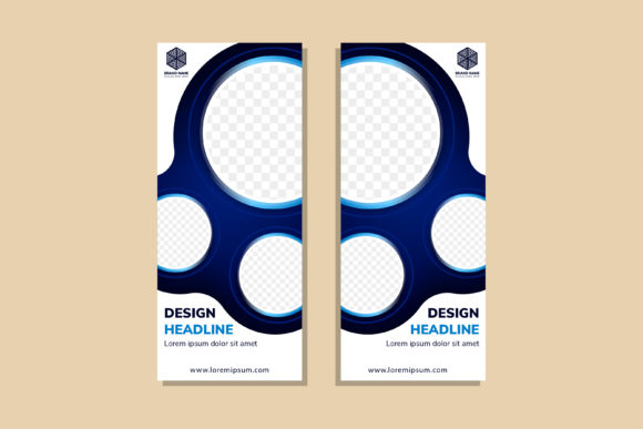 Circle Blue White Vertical Banner Review for Graphics and Graphic Templates