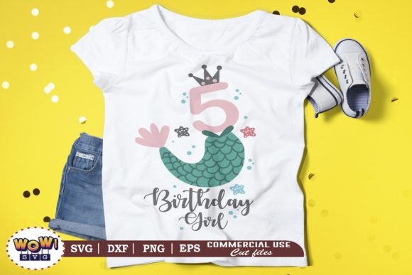 Fifth Birthday Girl Svg, Fifth Birthday Graphics and Illustrations