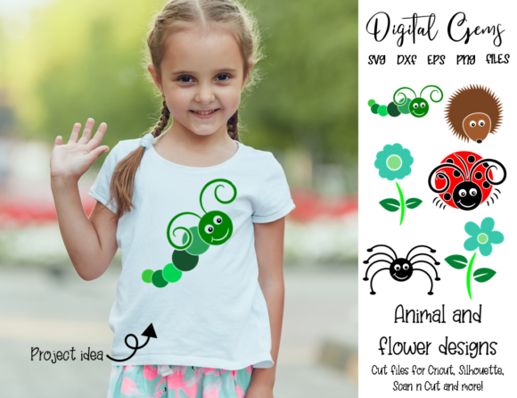 Hedgehog, Ladybird, Spider, Caterpillar Graphics for Crafts
