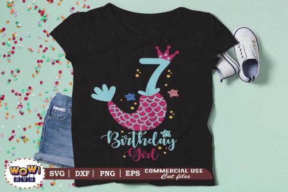 Seventh Birthday Girl Svg, 7th Birthday Graphics and Illustrations